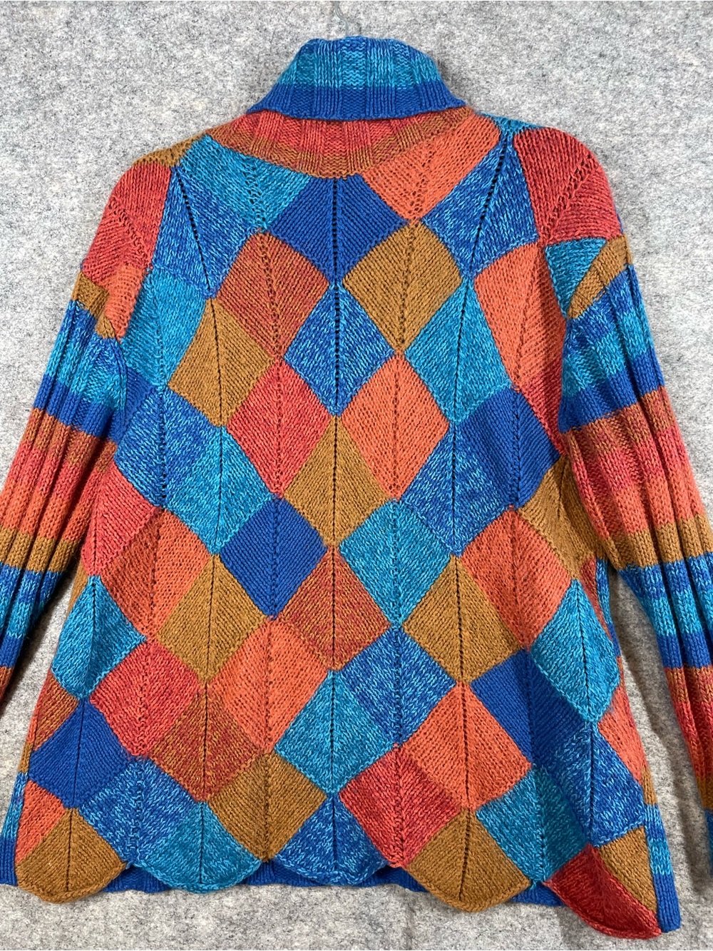 Vintage Spanner Colorblock Wool Blend Argyle Knit Sweater Knit XL Relaxed Fit - Picture 4 of 16